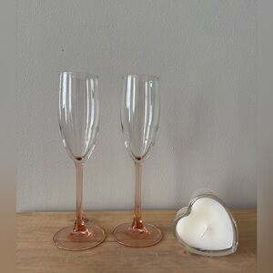 Vintage Pink Stem Champagne Flutes
